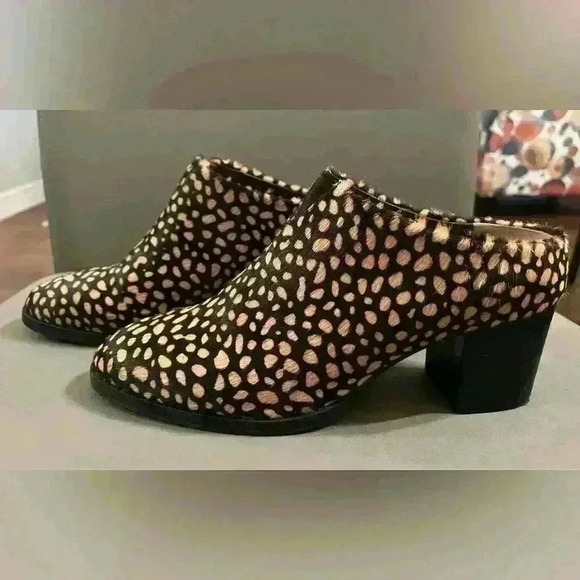 Poppy Barley Reverse Spot Calf Hair Heeled Mule Size 9.5 - Picture 3 of 9